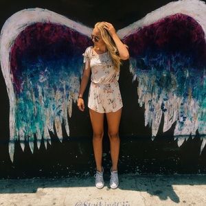 floral off the shoulder romper